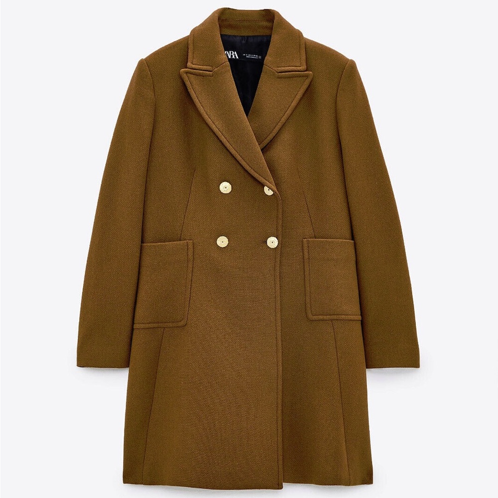 ZARA WOOL DOUBLE BREASTED COAT NEW WITH TAGS SIZE LARGE